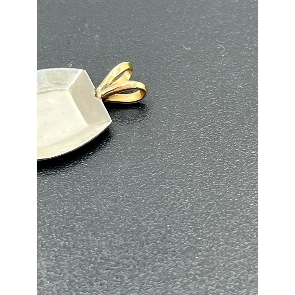 Vintage 14K Two-Tone Gold Ornate Floral Engraved Rectangular Pendant Charm 1.08g